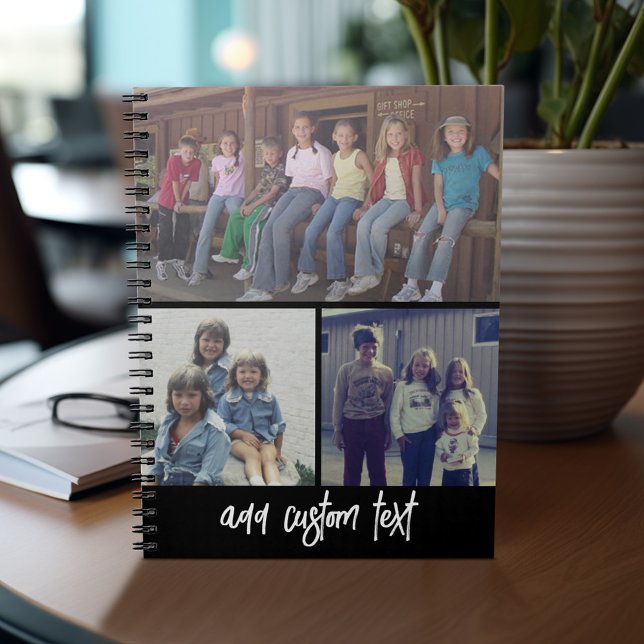 Cuaderno 3 Collage de fotos con texto manuscrito - blanco n (Personalized notebook - add photos and custom text)