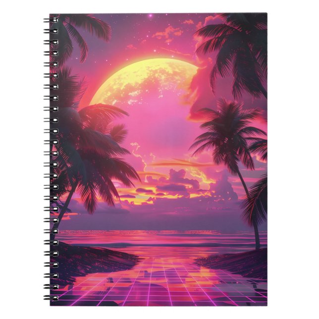 Cuaderno 3 días de sol en la playa. palmas retro (Frente)