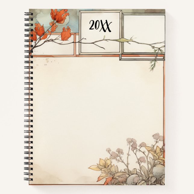 Cuaderno 3 espacios de escritura flores silvestres y árbole (Anverso)