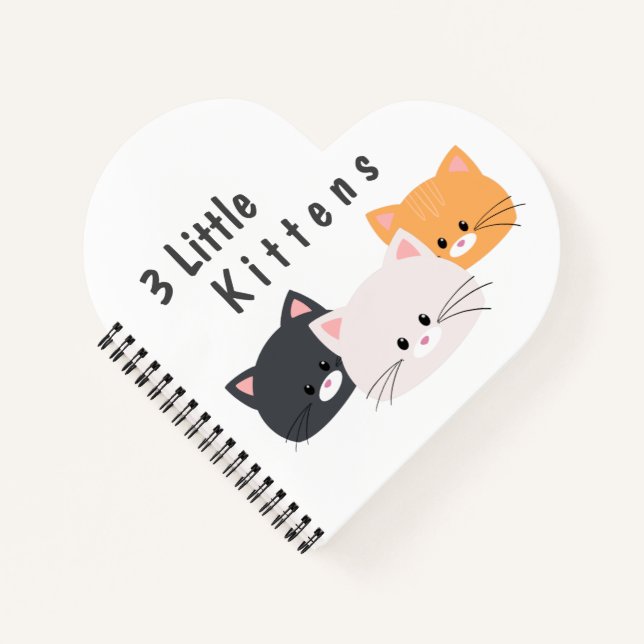 Cuaderno 3 gatitos bebé bib Cojín decorativo de camiseta pu (Anverso)
