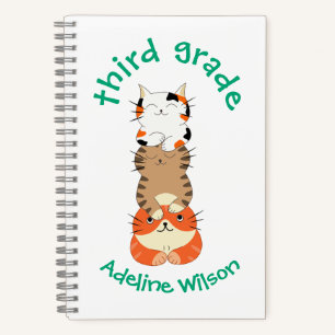 Cuaderno 3 gatos lindos para niños de tercer grado que regr