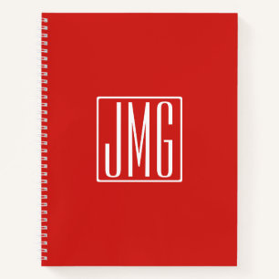Cuaderno 3 Iniciales Monograma Rojo y Blanco (o color per
