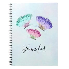 Cuaderno 3 Mariposas de color de agua pastel de Bonito