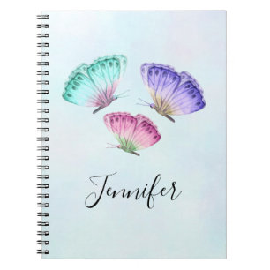 Cuaderno 3 Mariposas de color de agua pastel de Bonito