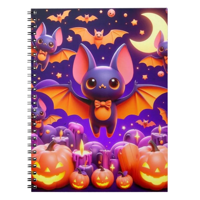 Cuaderno 3D bats pumpkins halloween (Frente)