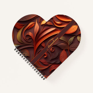 Cuaderno 3D Blätter und Ranken Muster in Kupferfarben