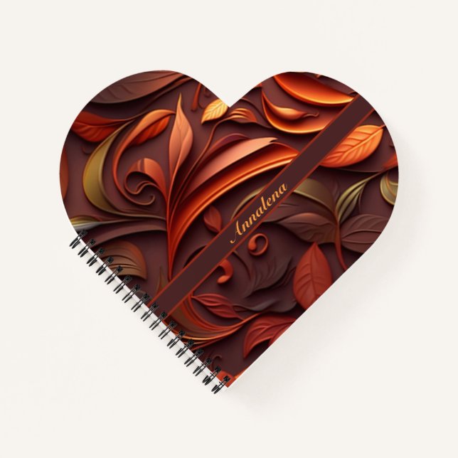 Cuaderno 3D Blätter und Ranken Muster in Kupferfarben (Anverso)