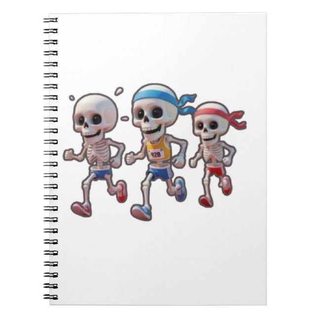 Cuaderno “3D Cartoon Skeleton Race • Funny Running Skeleton (Frente)