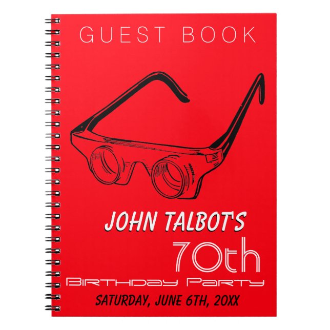 Cuaderno 3D Glasses 70th Birthday Party Guest Book (Frente)