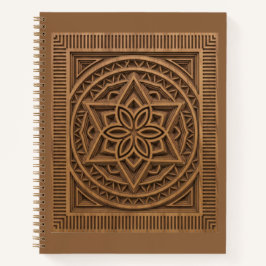 Cuaderno 3D Layered Geometric Mandala Wood Carved Journal
