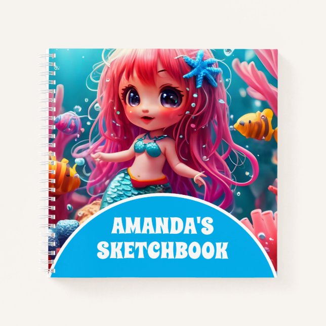 Cuaderno 3D Mermaid Personalized Kids Sketchbook (Anverso)