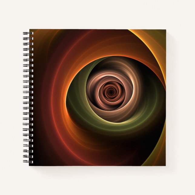 Cuaderno 3D Spiral Abstract Warm Colors Modern Fractal Art (Anverso)