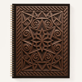 Cuaderno 3D Spiral Star Mandala Wood Carved Journal