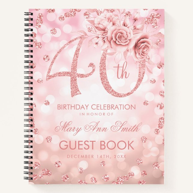 Cuaderno 40.º Rosa de Guestbook Gold Glam Lights (Anverso)