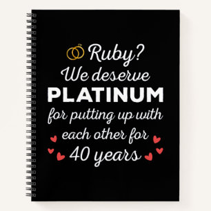 Cuaderno 40° Aniversario Boda I - Pareja divertida Ruby