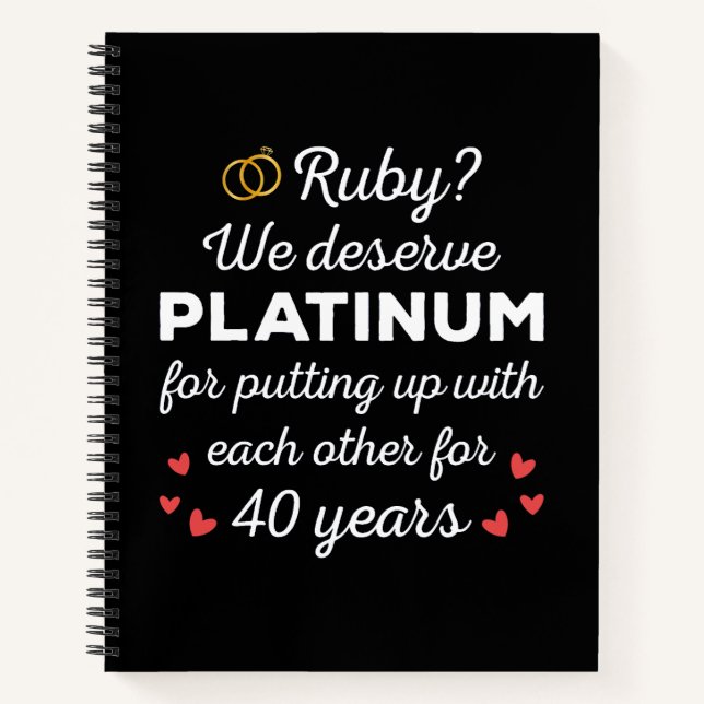 Cuaderno 40° Aniversario Boda I - Pareja divertida Ruby (Anverso)