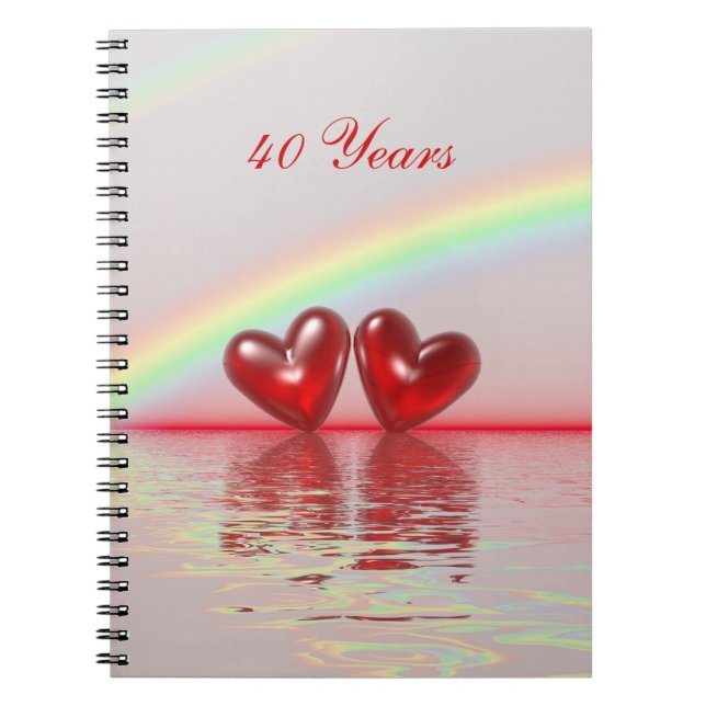 Cuaderno 40.o Corazones del rubí del aniversario (Frente)