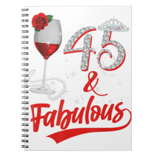 Cuaderno 45 Y Fabuloso Reina Feliz Cumpleaños 45.º Rosa Roj