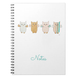 Cuaderno 4 Bloc de notas voladoras de búhos pasteles