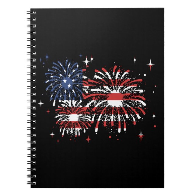 Cuaderno 4 De Julio Fuegos Artificiales Estadounidenses (Frente)