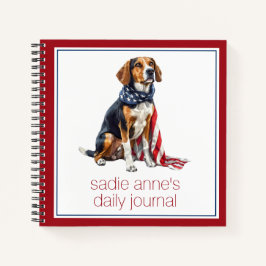 Cuaderno 4 de julio Patriótico Hound Dog Personalizado