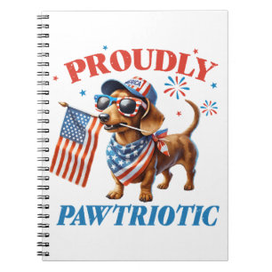 Cuaderno 4 de Julio Perro Patriótico Orgullosamente USA