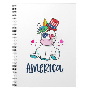 Cuaderno 4 de julio Unicornio con gafas solares de bandera