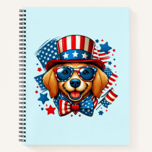 Cuaderno 4 de julio USA Patriótico Perro Día de la Independ