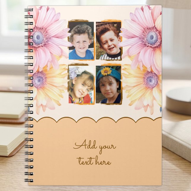 Cuaderno 4 flores de foto texto naranja marrón (Subido por el creador)