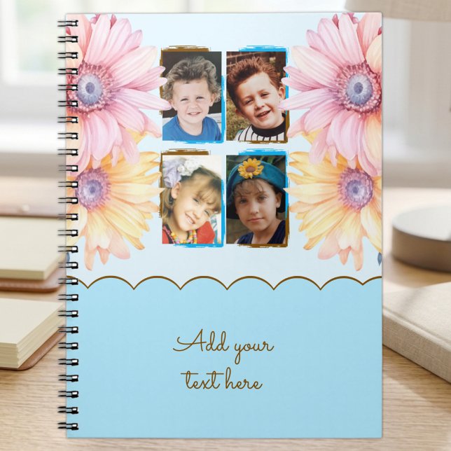 Cuaderno 4 flores de texto azul marrón (Subido por el creador)