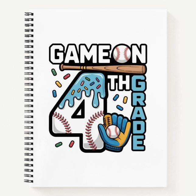 Cuaderno 4th Grade Ice Cream Baseball Back to School (Anverso)