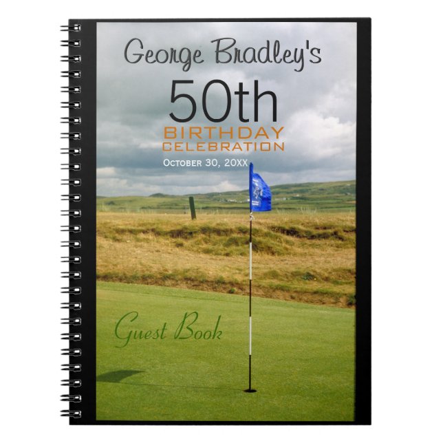 Cuaderno 50.o Libro de visitas del personalizado del golf (Frente)