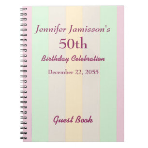Cuaderno 50.o Raya del pastel del libro de visitas de la
