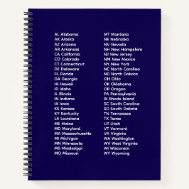 Cuaderno 50 States Abbreviations – Blue Spiral Notebook