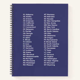 Cuaderno 50 States Abbreviations List – Blue Spiral Noteboo