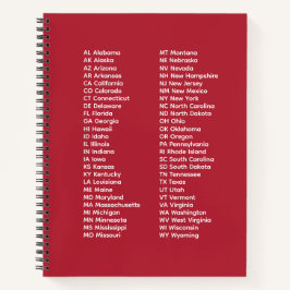 Cuaderno 50 States Abbreviations – Red Spiral Notebook