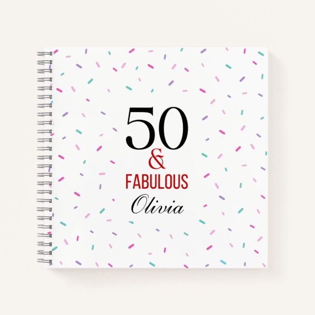Cuaderno 50 y fabulosa fiesta de cumpleaños colorido Confet (Anverso)