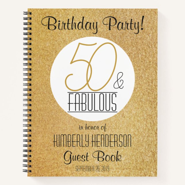 Cuaderno 50 y Fabulous Gold Personalized Birthday Guest (Anverso)