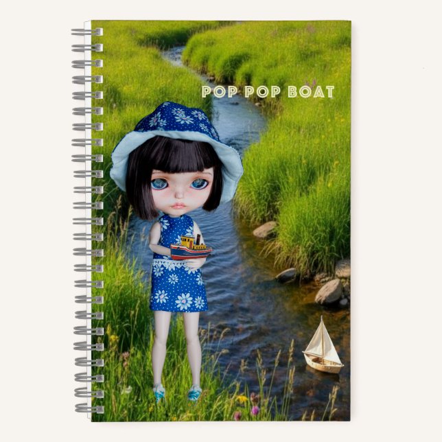 Cuaderno 5.5x8.5 Diario: Barco Pop Pop (Anverso)