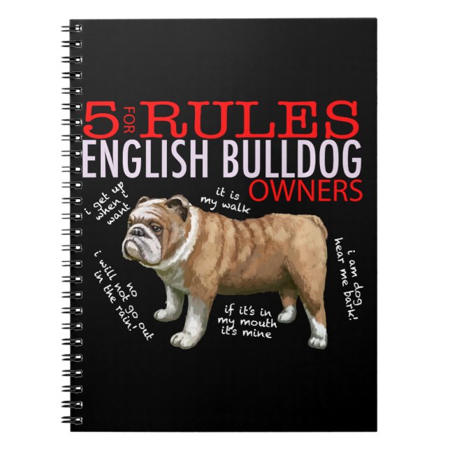 Cuaderno 5 Reglas para los propietarios de bulldoges ingles (Frente)