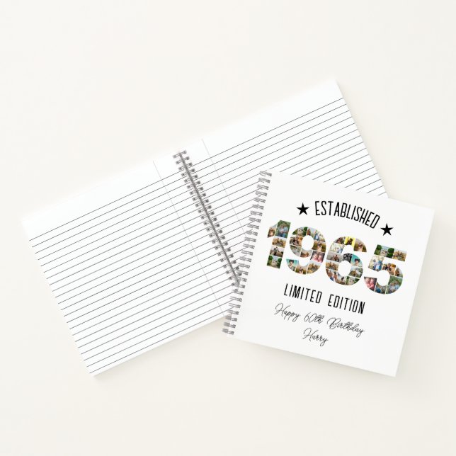 Cuaderno 60.º Collage de fotos de cumpleaños establecido en (Interior)