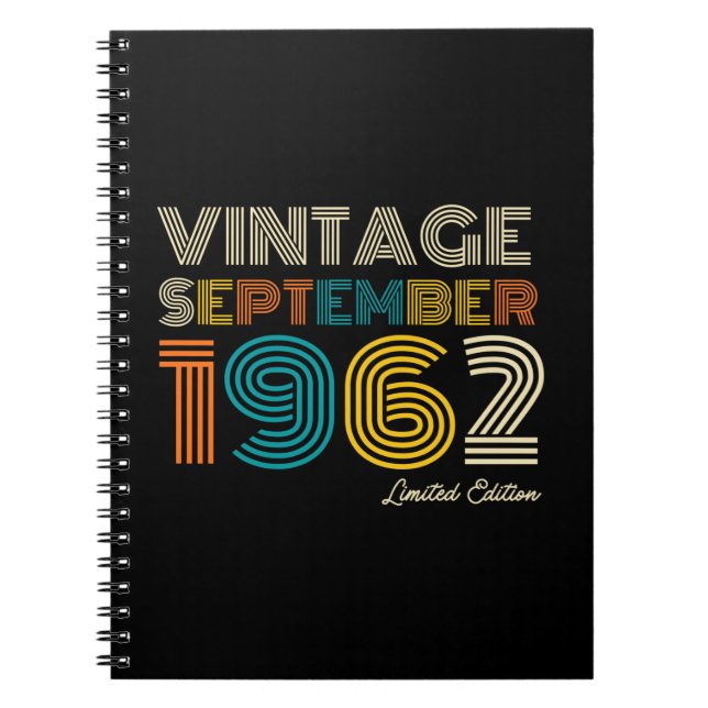 Cuaderno 60 cumpleaños Vintage septiembre 1962 Limited Edtn (Frente)