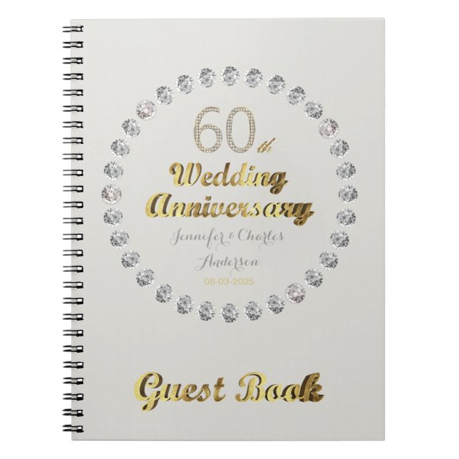 Cuaderno 60.o Diamantes del oro del libro de visitas del (Frente)
