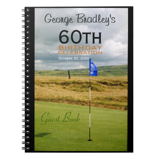 Cuaderno 60.o Libro de visitas del personalizado del golf (Frente)