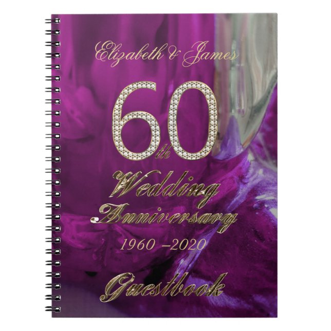 Cuaderno 60.o Púrpura del oro del libro de visitas del (Frente)
