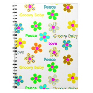 Cuaderno 60s flores maravillosas psicodélicas Mousepad