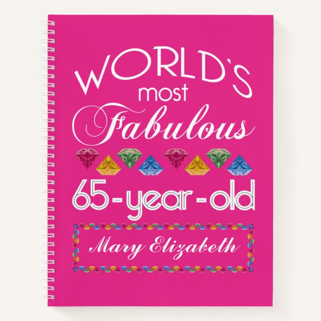Cuaderno 65.º Cumpleaños Las Gemas Coloridas Más Fabulosas  (Anverso)
