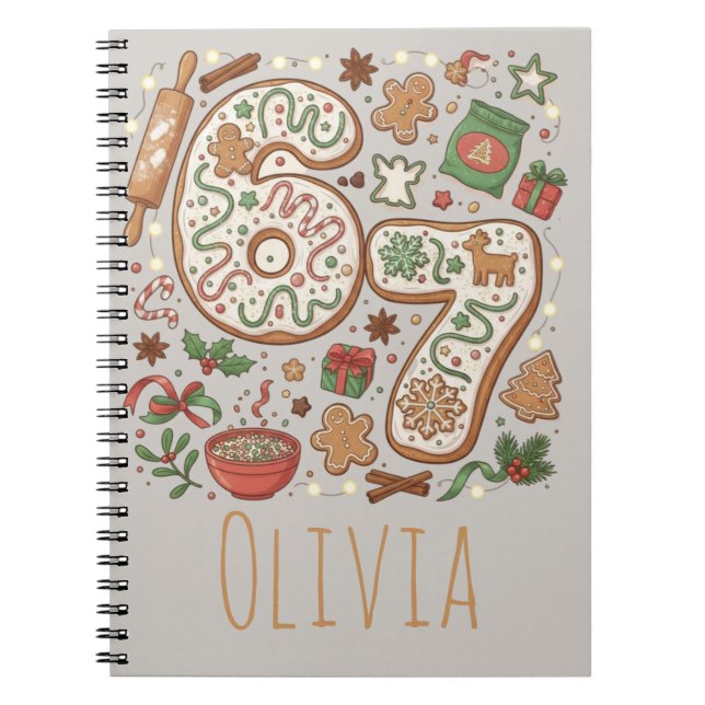 Cuaderno 67 Galleta de jengibre divertida 6 7 Seis Siete Fi (Frente)