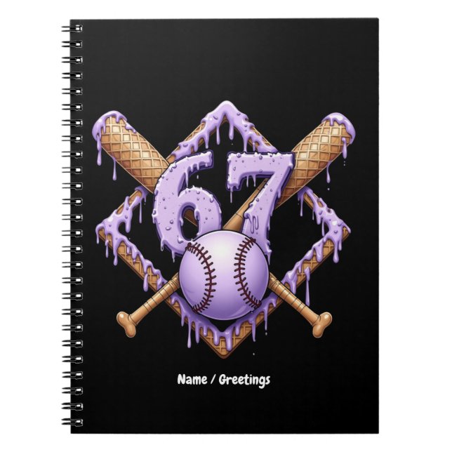 Cuaderno 67 Ice Cream Drip Béisbol Meme Gracioso Retro Spor (Frente)