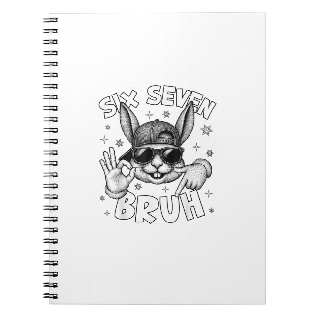 Cuaderno 67 Six Seven Bruh Cute Bunny Face with Sunglasses  (Frente)